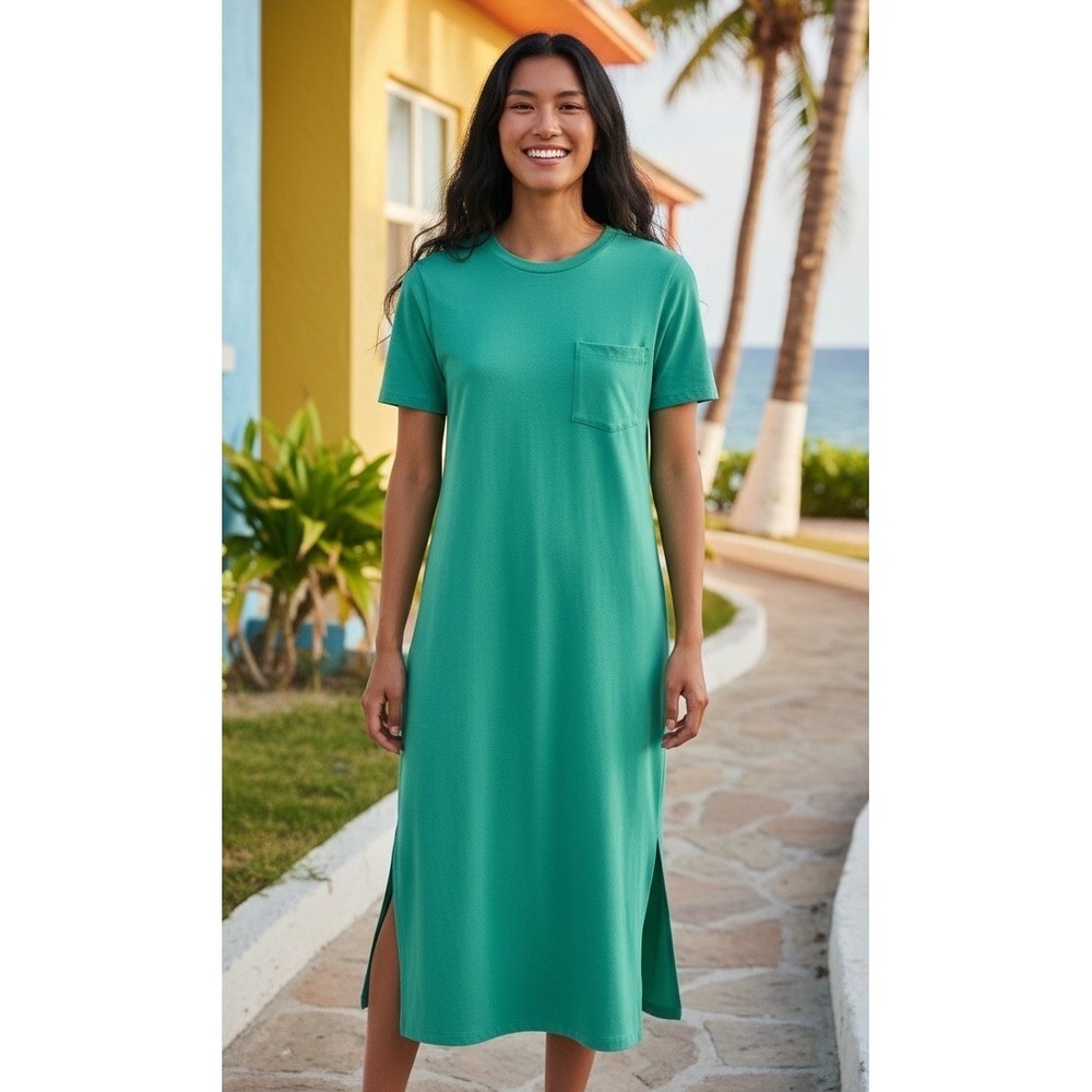 New ATM Womens T-Shirt Dress Midi Size XS Lightweight Preppy Quiet Luxury